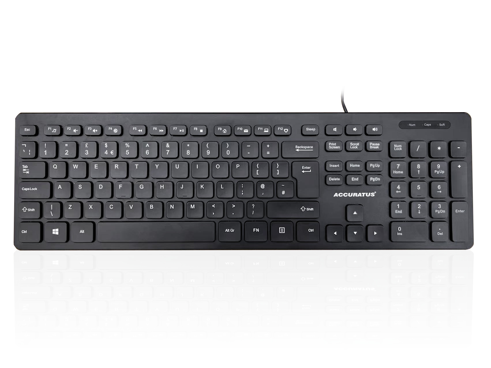 Ceratech KYBAC360U-HUBBLK Wired USB Multimedia Keyboard, QWERTY (UK), Black