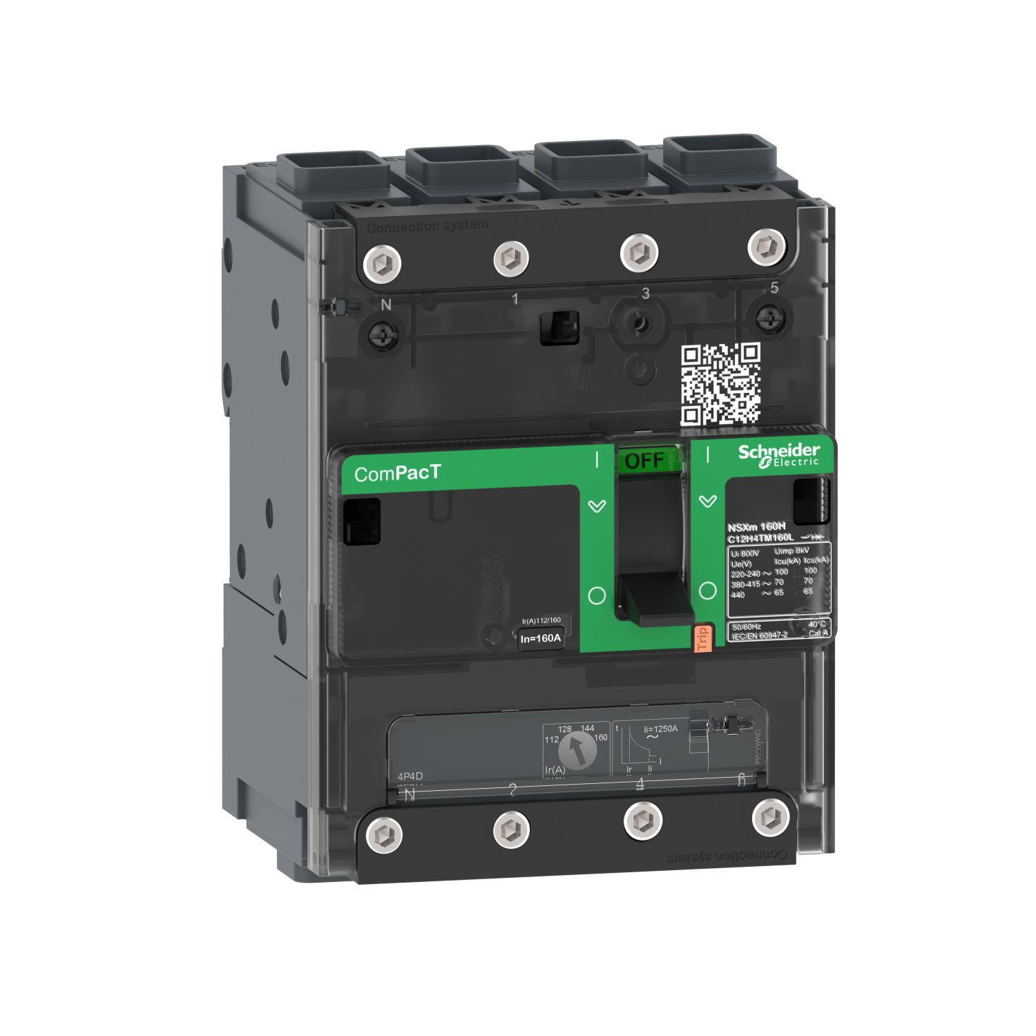 Schneider Electric, ComPacT NSX MCCB 4P 125A, Fixed Mount
