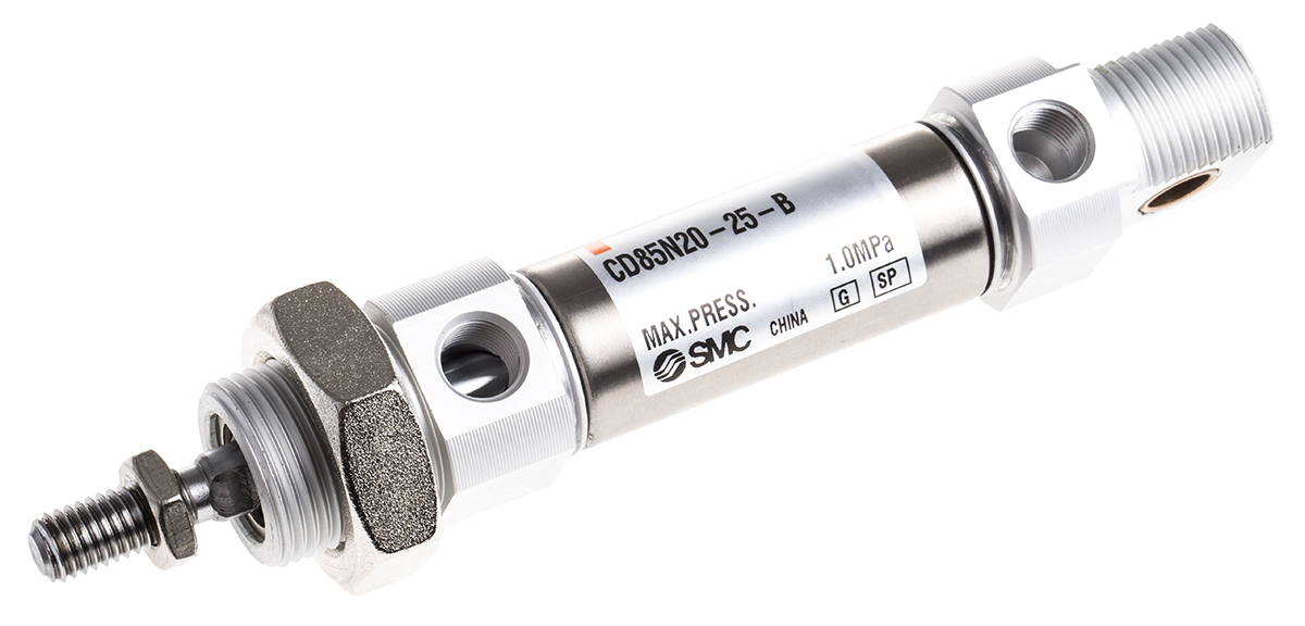 SMC 25 mm Pneumatic Piston Rod Cylinder - CD85 Series, Double Acting Acting