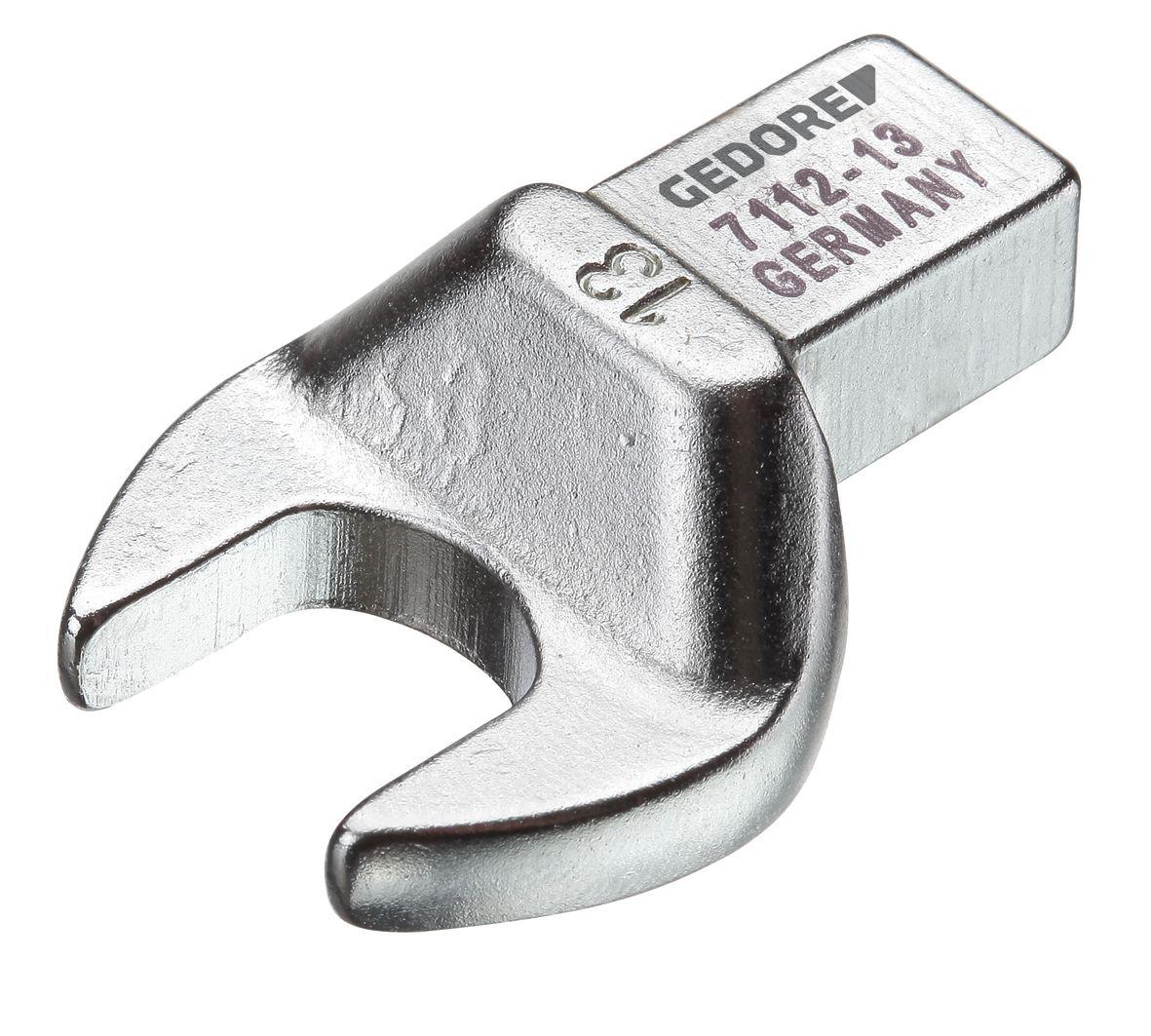 Gedore 7112 Series Open Ended Insert Spanner Head, 19 mm, 9 x 12mm Insert, Chrome Finish