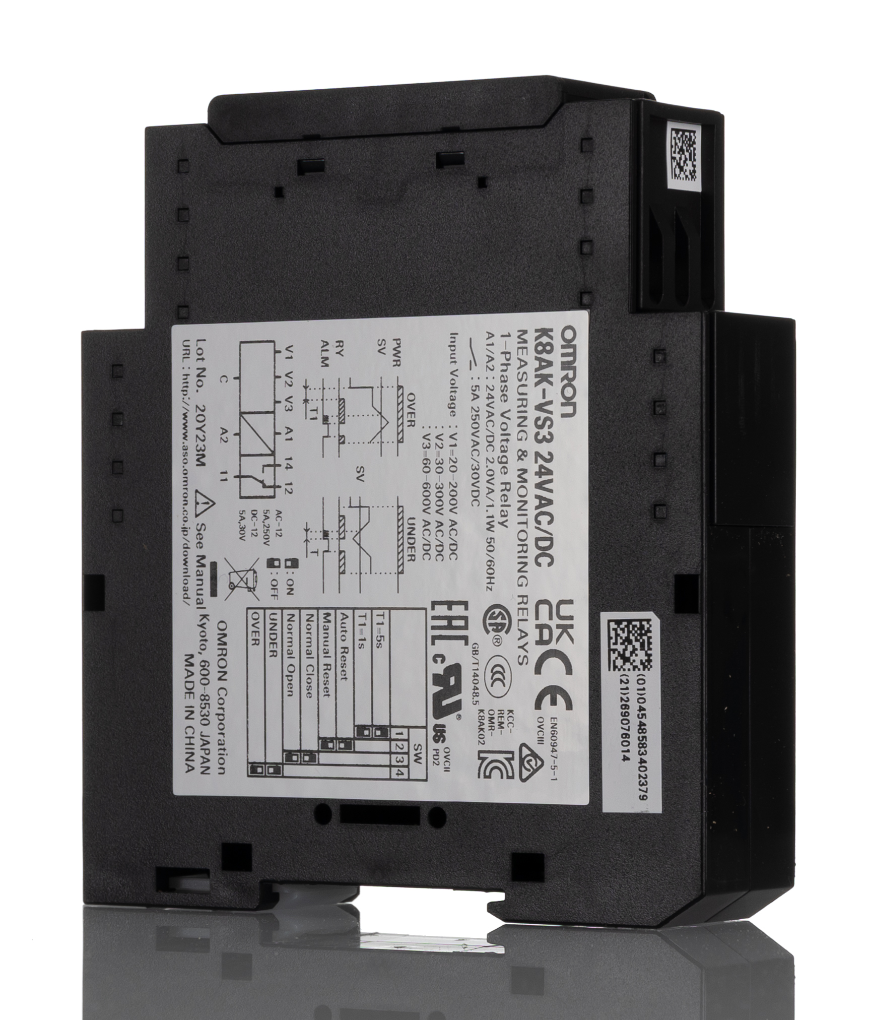 Omron Voltage Monitoring Relay, 1 Phase, SPDT, 20 → 200V ac/dc