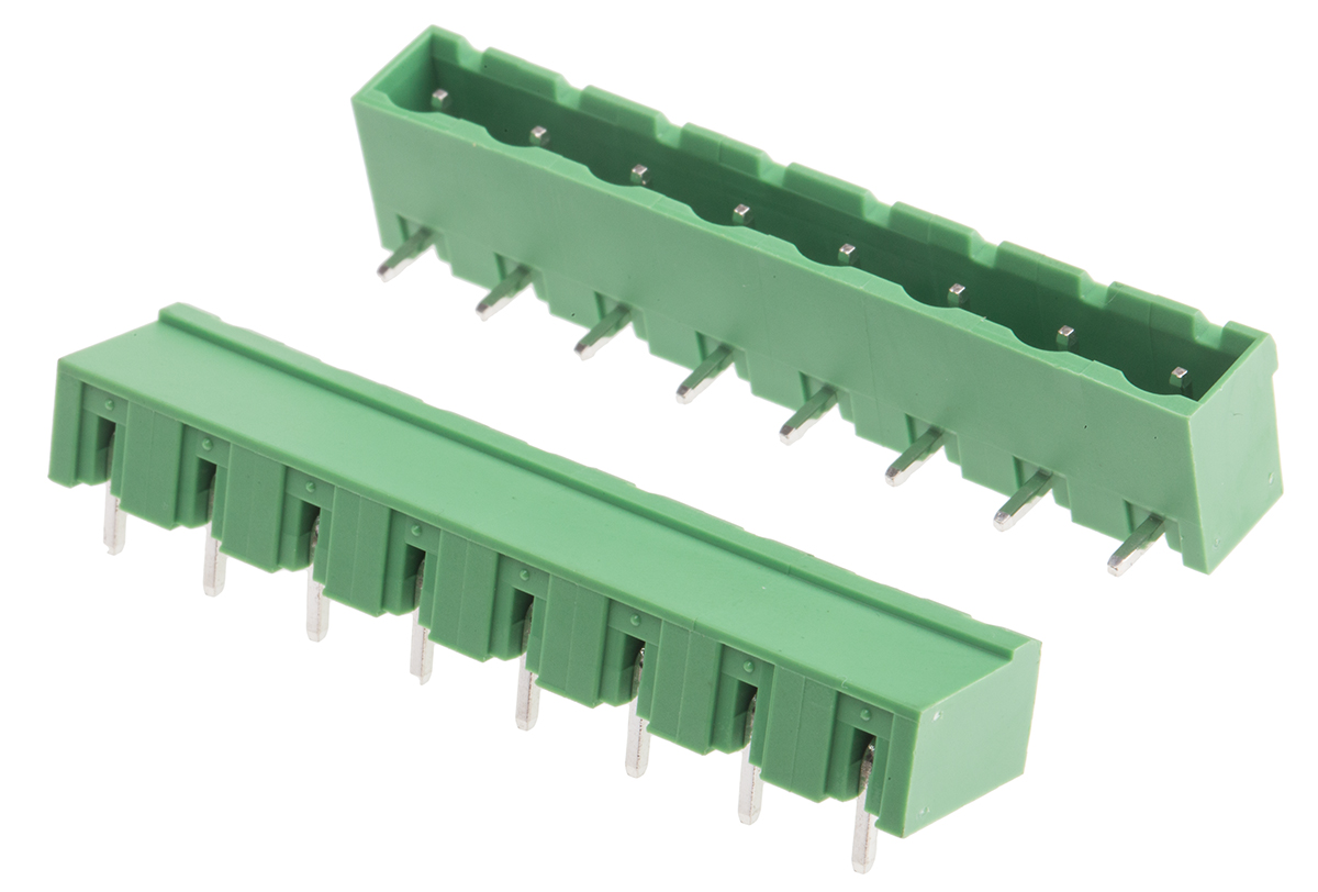 RS PRO, 7.62mm Pitch, 8 Way, Right Angle, Pluggable Terminal Block, Header, Through Hole, Solder Termination