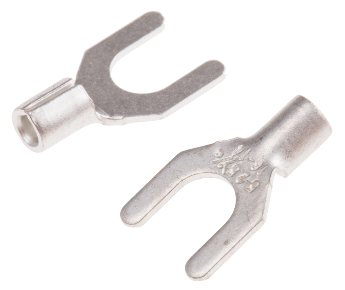 RS PRO Uninsulated Crimp Spade Connector, 1.5mm² to 2.5mm², 16AWG to 14AWG, M5 Stud Size