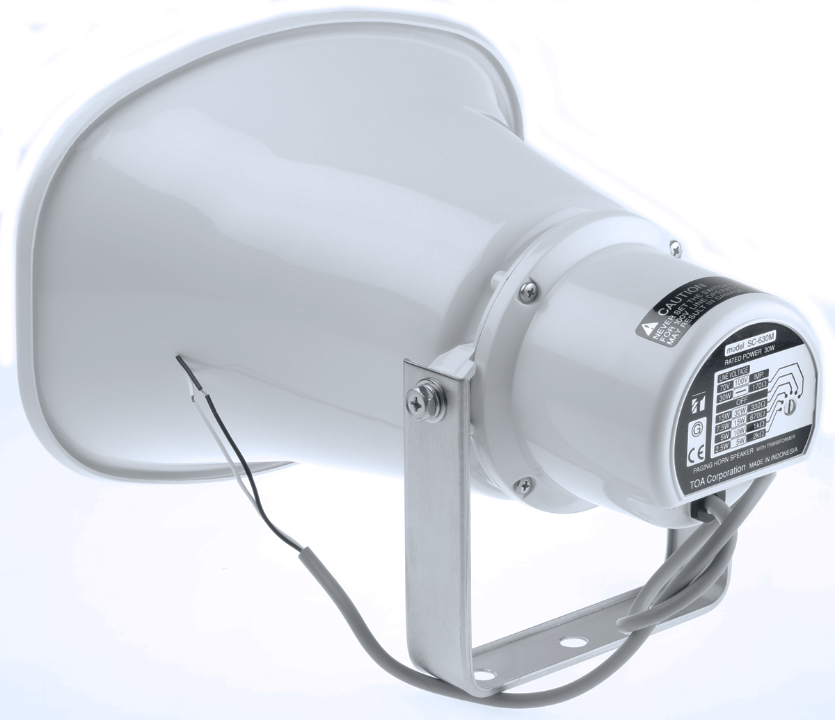 TOA SC-630M 30W White Horn Speaker, 250 Hz → 10 kHz, 170 Ω, 330 Ω, IP65