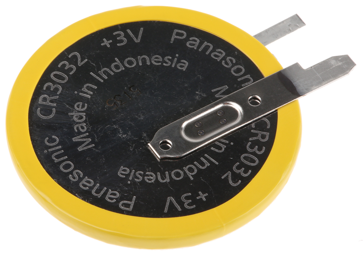 Panasonic CR3032 Button Battery, 3V, 30mm Diameter