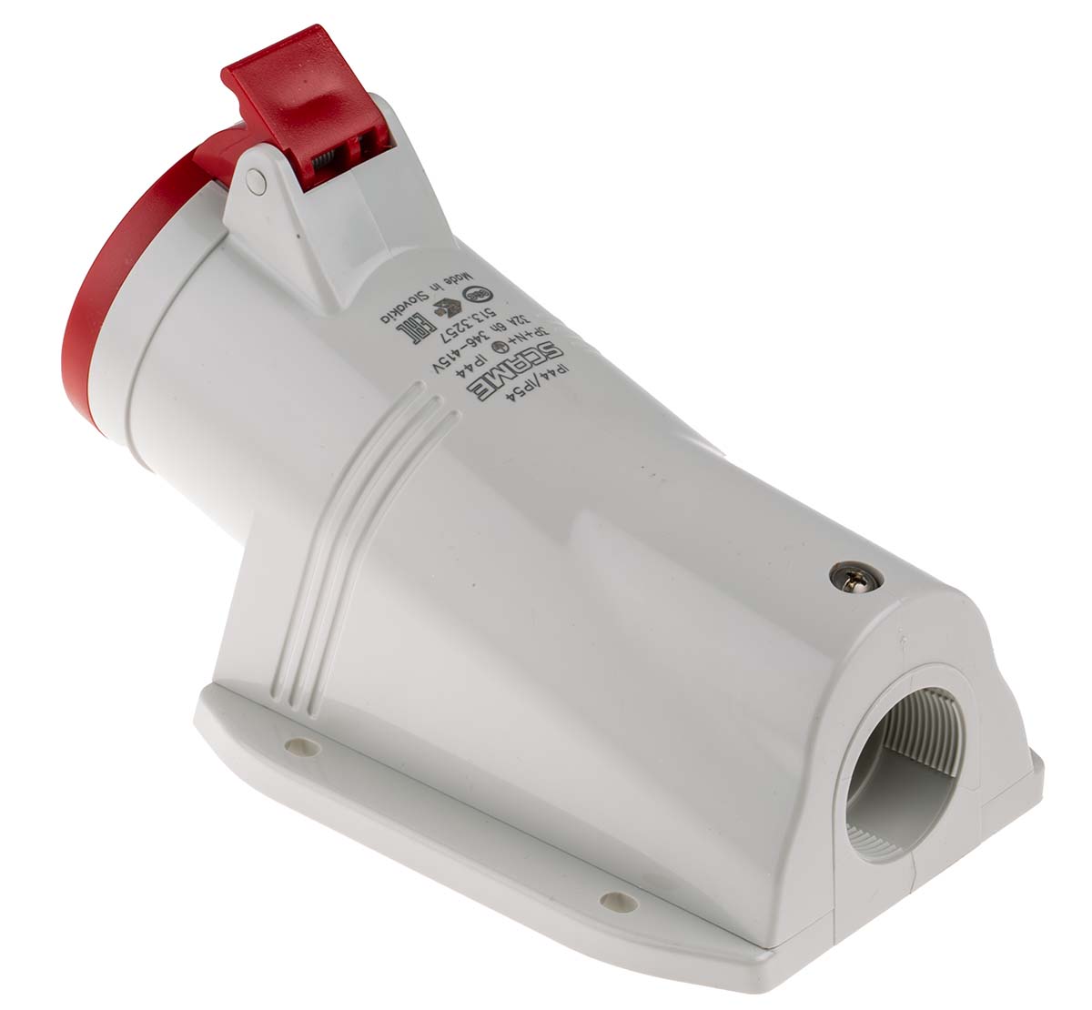 Scame IP44 Red Wall Mount 3P + N + E Right Angle Industrial Power Socket, Rated At 32A, 415 V