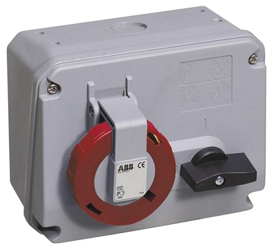 Amphenol Industrial Horizontal Switchable IP67 Industrial Interlock Socket 3P+E, 64A, 346 → 415 V
