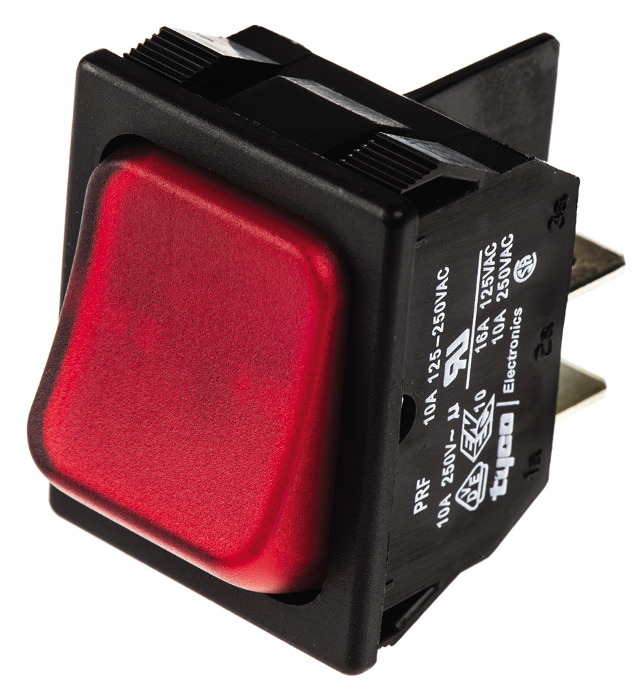 TE Connectivity Illuminated DPST, On-Off Rocker Switch Panel Mount