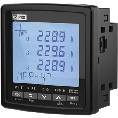 RS PRO 3 Phase LCD Energy Meter