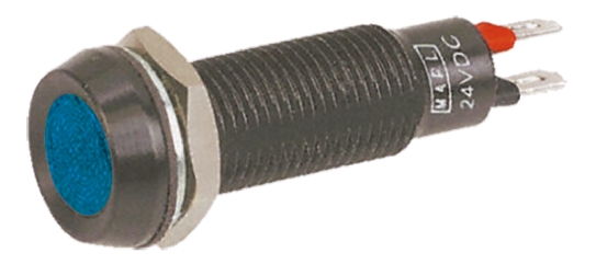 Marl Blue Panel Mount Indicator, 24V dc, 8.1mm Mounting Hole Size, Solder Tab Termination
