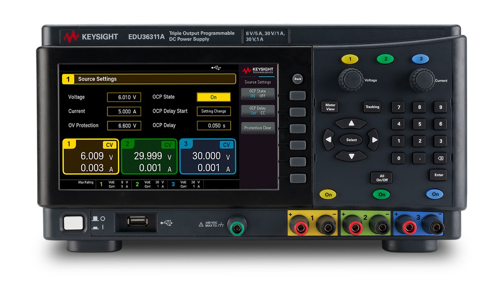 Keysight Technologies EDU36311A Series Bench Power Supply, 0 → 30V, 1A, 3-Output, 90W - UKAS Calibrated