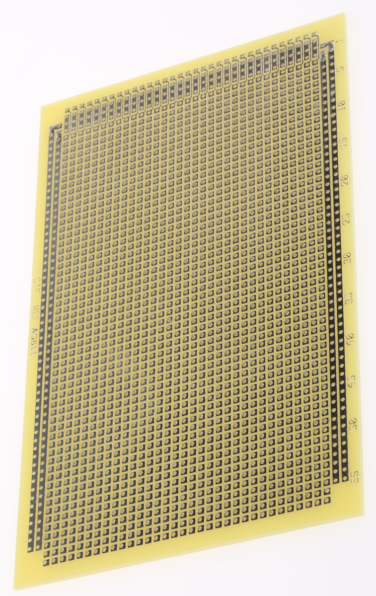 CIF Single Sided Matrix Board FR4 1mm Holes, 2.54 x 2.54mm Pitch, 160 x 100 x 1.6mm