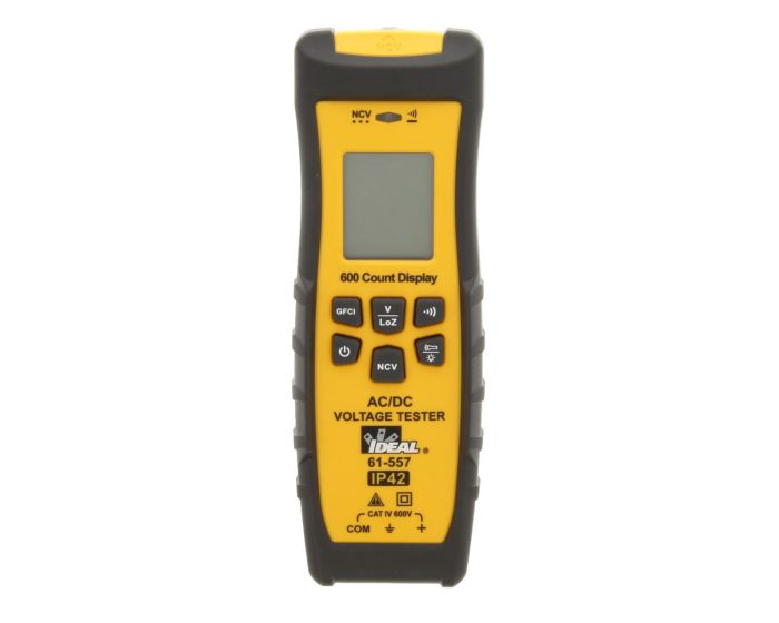 Ideal Industries 61-557, LCD Voltage tester, 600V ac/dc, Continuity Check, Battery Powered, CAT IV