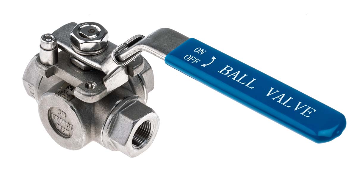 RS PRO Stainless Steel L Port, 3 Way, Ball Valve, Threaded, BSPP 3/8in, 68bar Operating Pressure