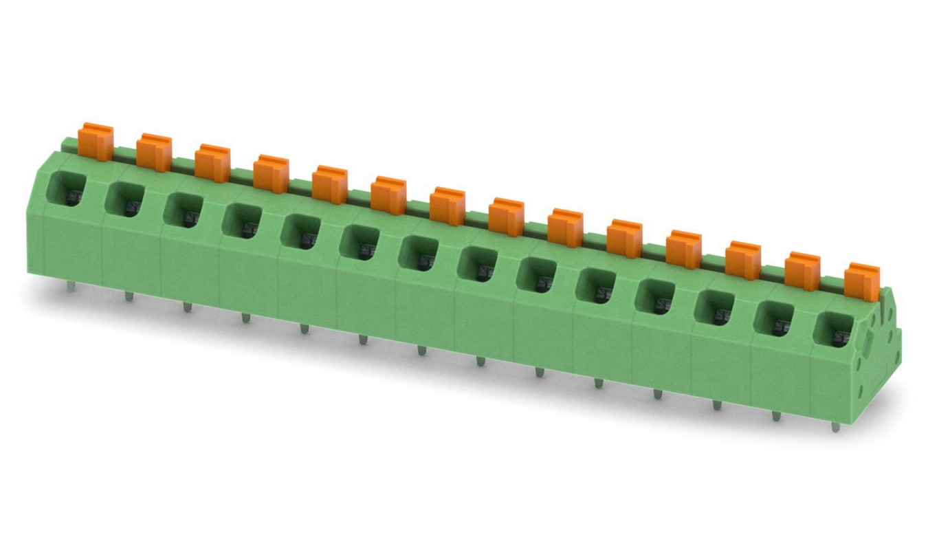 Phoenix Contact SPTAF 1/14-5.0-EL Series PCB Terminal Block, 14-Contact, 5mm Pitch, Through Hole Mount, 2-Row