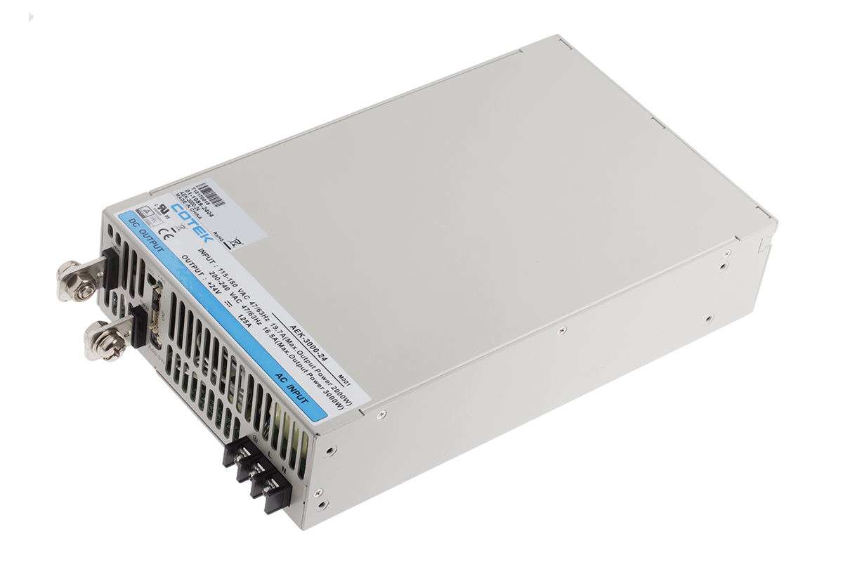 COTEK Switching Power Supply, AEK-3000-24, 24V dc, 125A, 3kW, 1 Output, 127 → 370 V dc, 90 → 264 V ac