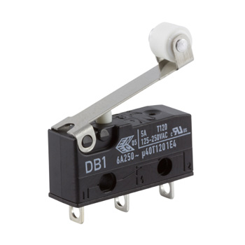 ZF Roller Lever Micro Switch, Solder Terminal, 6 A @ 250 V ac, SPDT, IP50