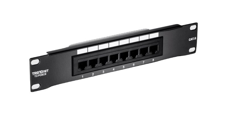 Trendnet TC Series Cat6 8 Port RJ45 Patch Panel Unshielded 44mm Black