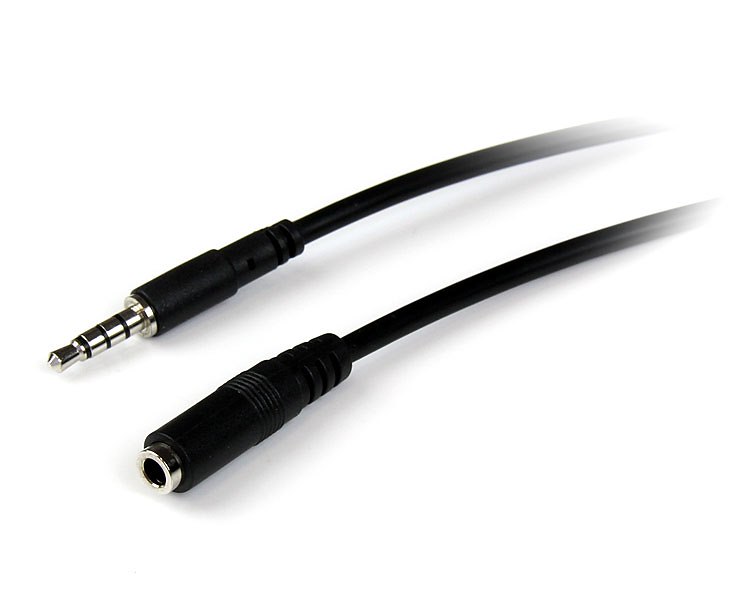 StarTech.com Male 3.5mm Stereo Jack to Female 3.5mm Stereo Jack Aux Cable, Black, 1m MUHSMF1M