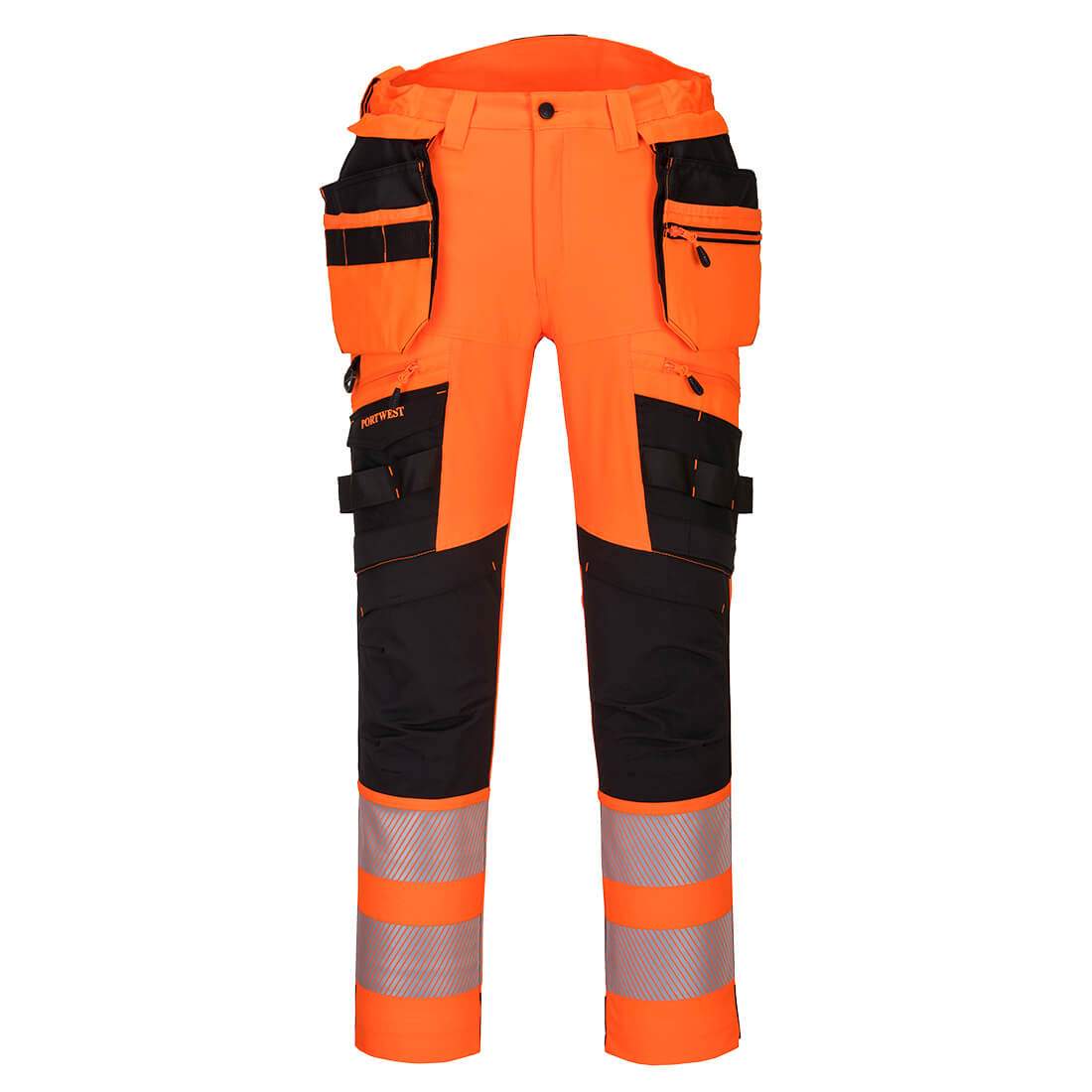 Portwest DX442O Orange, Black Hi Vis Trouser Durable 34 in 34 in Leg Length 79cm