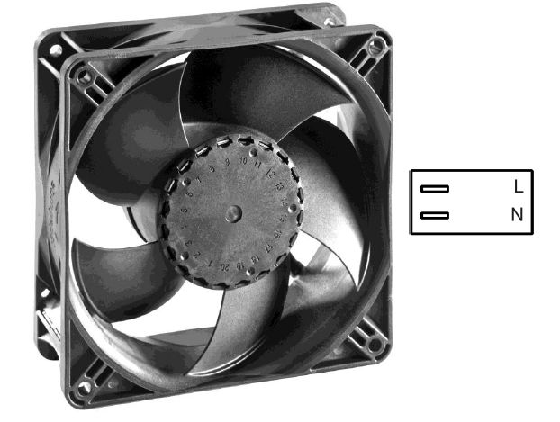 ebm-papst AxiACi 120 Series Axial Fan, 115 V ac, 230 V ac, AC Operation, 64m³/h, 1.1W, IP65, 120 x 120 x 38mm
