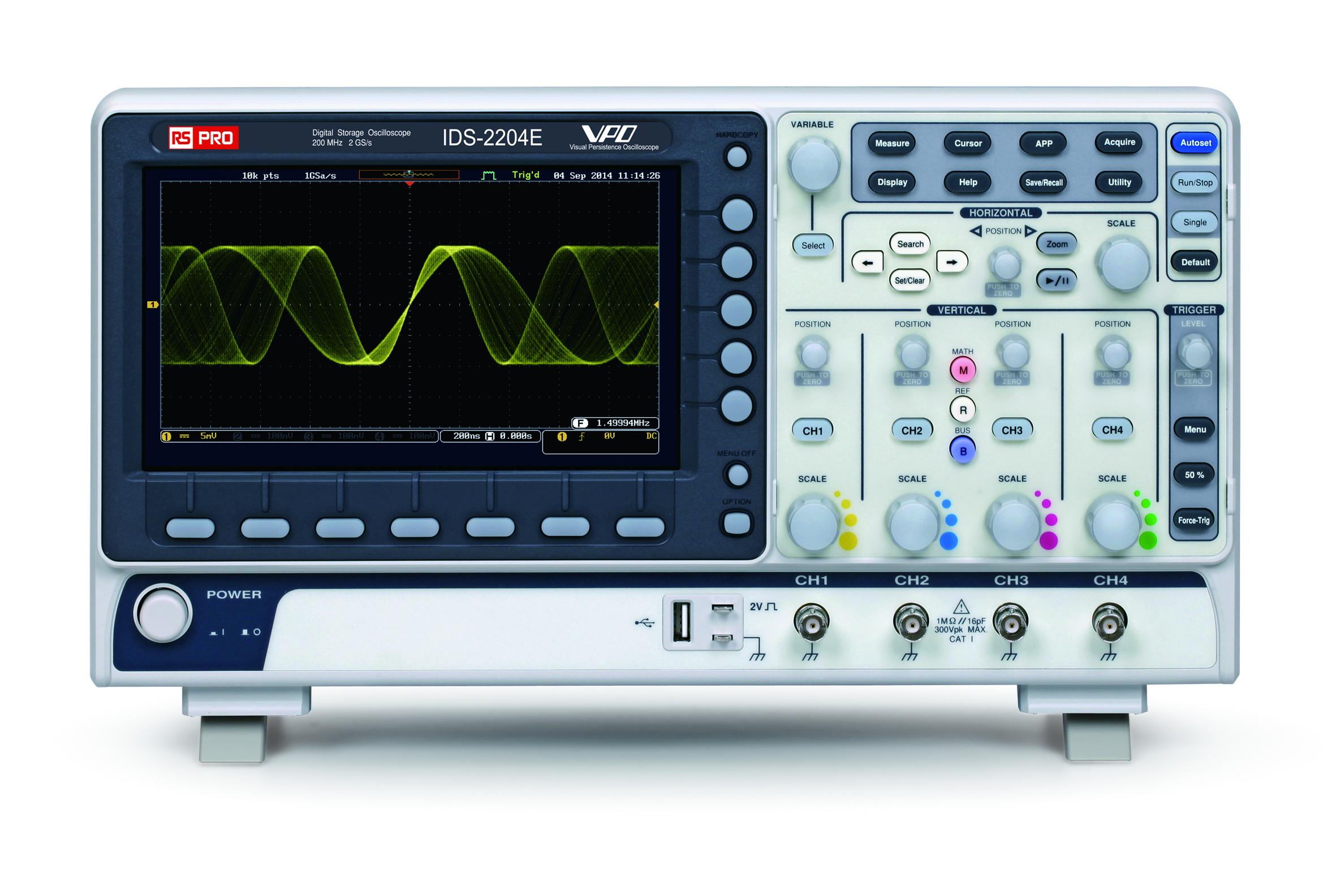 RS PRO IDS2204E, 200MHz Bench Oscilloscope, 4 Analogue Channels