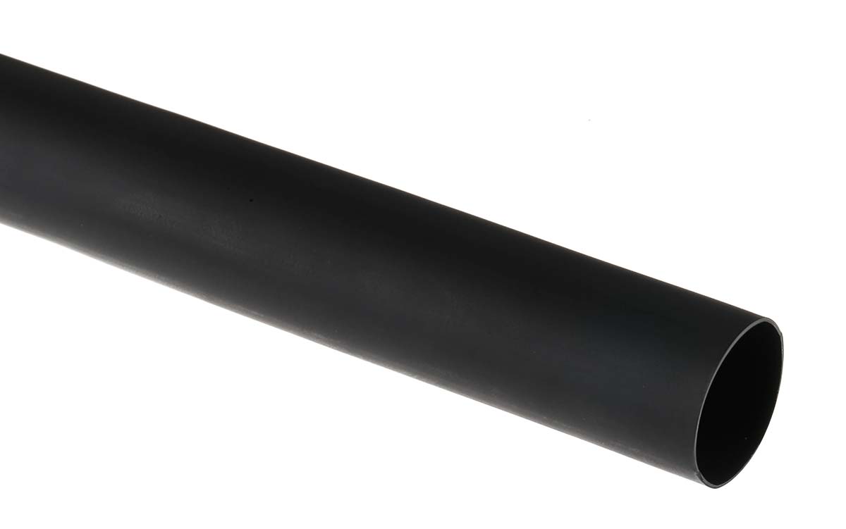 RS PRO Adhesive Lined Halogen Free Heat Shrink Tubing, Black 12.7mm Sleeve Dia. x 1.2m Length 3:1 Ratio