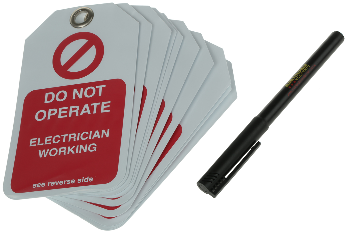 10 x 'Do Not Operate, Electrician Working, Equipment Locked Off' Lockout Tag
