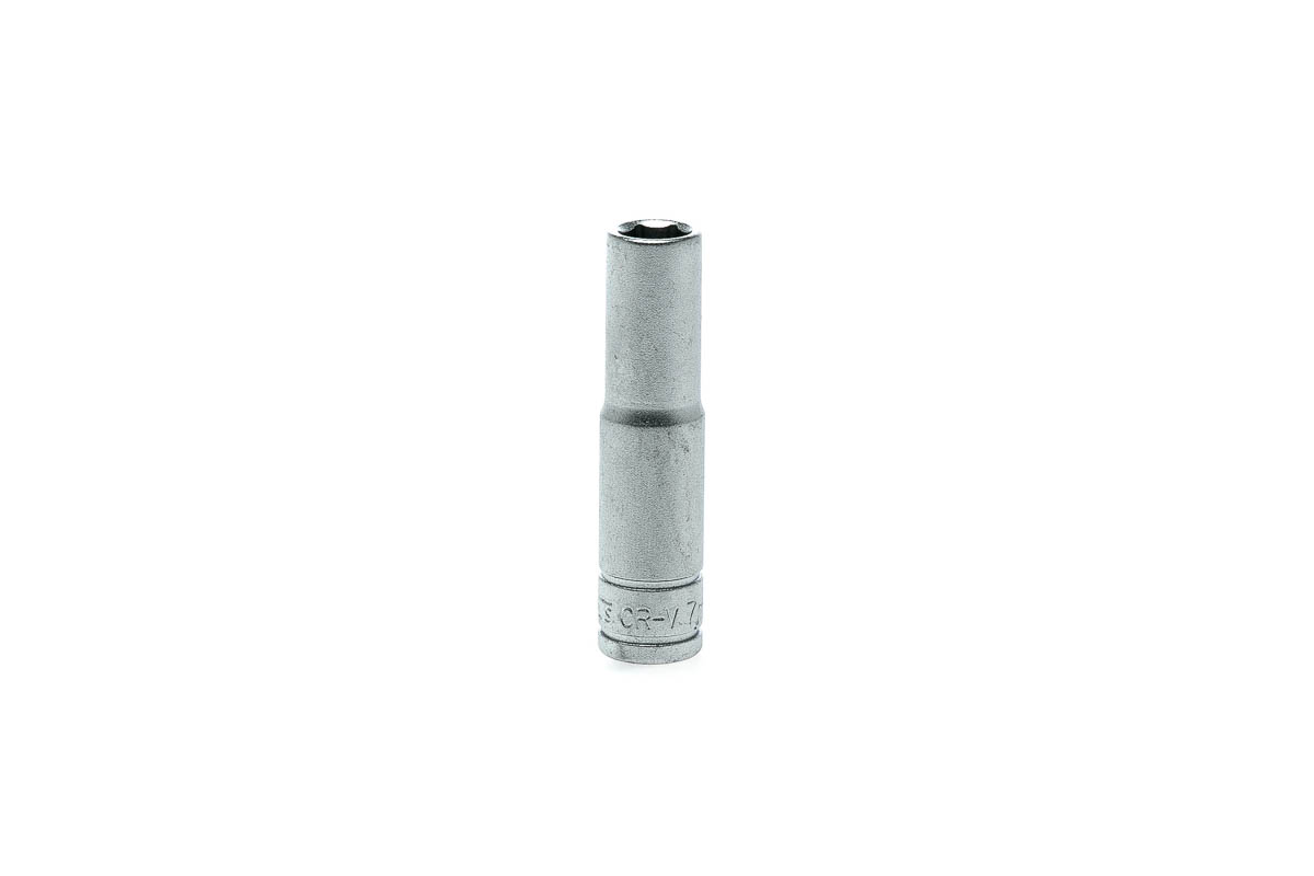 Teng Tools 1/4 in Drive 7mm Deep Socket, 6 point, 49.5 mm Overall Length