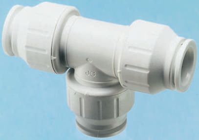 John Guest Plastic Pipe Fitting, 90° Push Fit Tee, 22mm