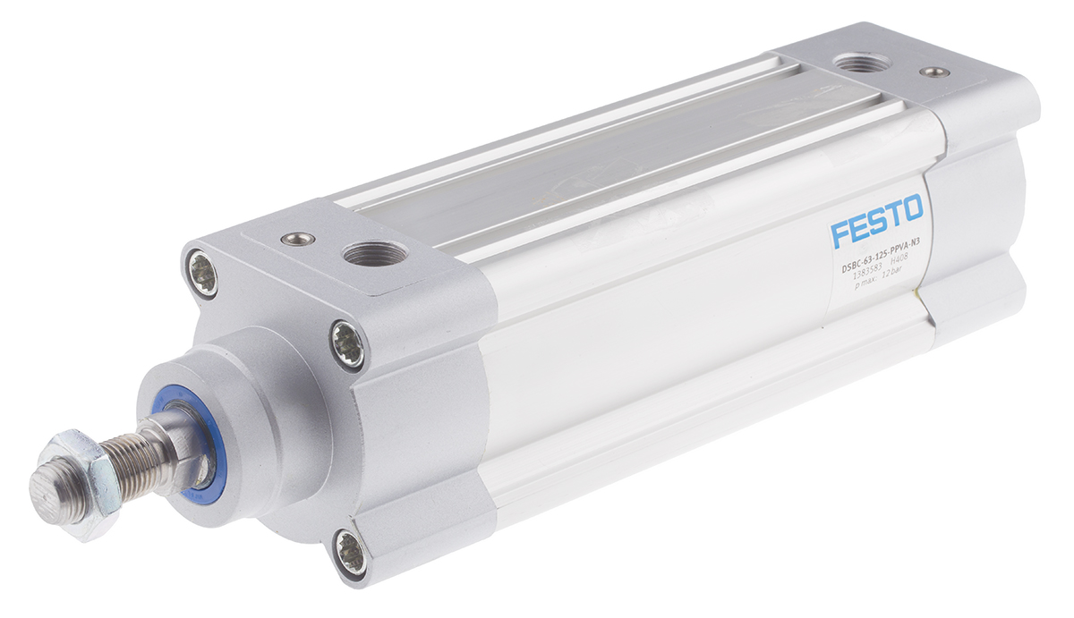 Festo Pneumatic Piston Rod Cylinder - 1383583 63 mm Bore, 125 mm DSBC Series, Double Acting Acting