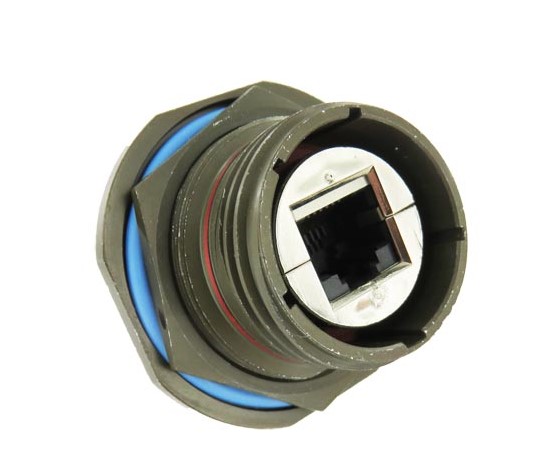 Amphenol Socapex RJFTV Series Female RJ45 Connector, Jam Nut, Cat5e Straight 1 Port 8 -Way