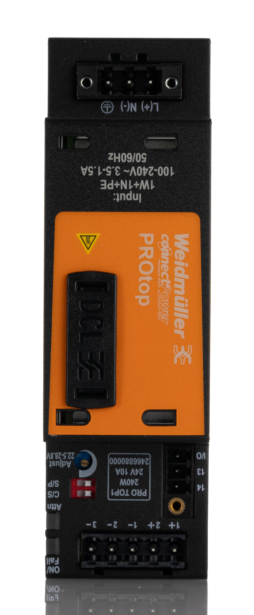 Weidmuller Pro Top Switched Mode DIN Rail Power Supply, 100 → 277 V ac / 120 → 340V dc ac, dc Input, 24V
