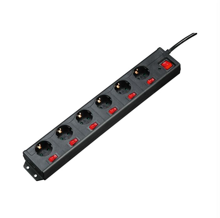 Hama 6 Gang Power Distribution Unit, 1.4m Cable, 16A, 250 V, Surge Protected