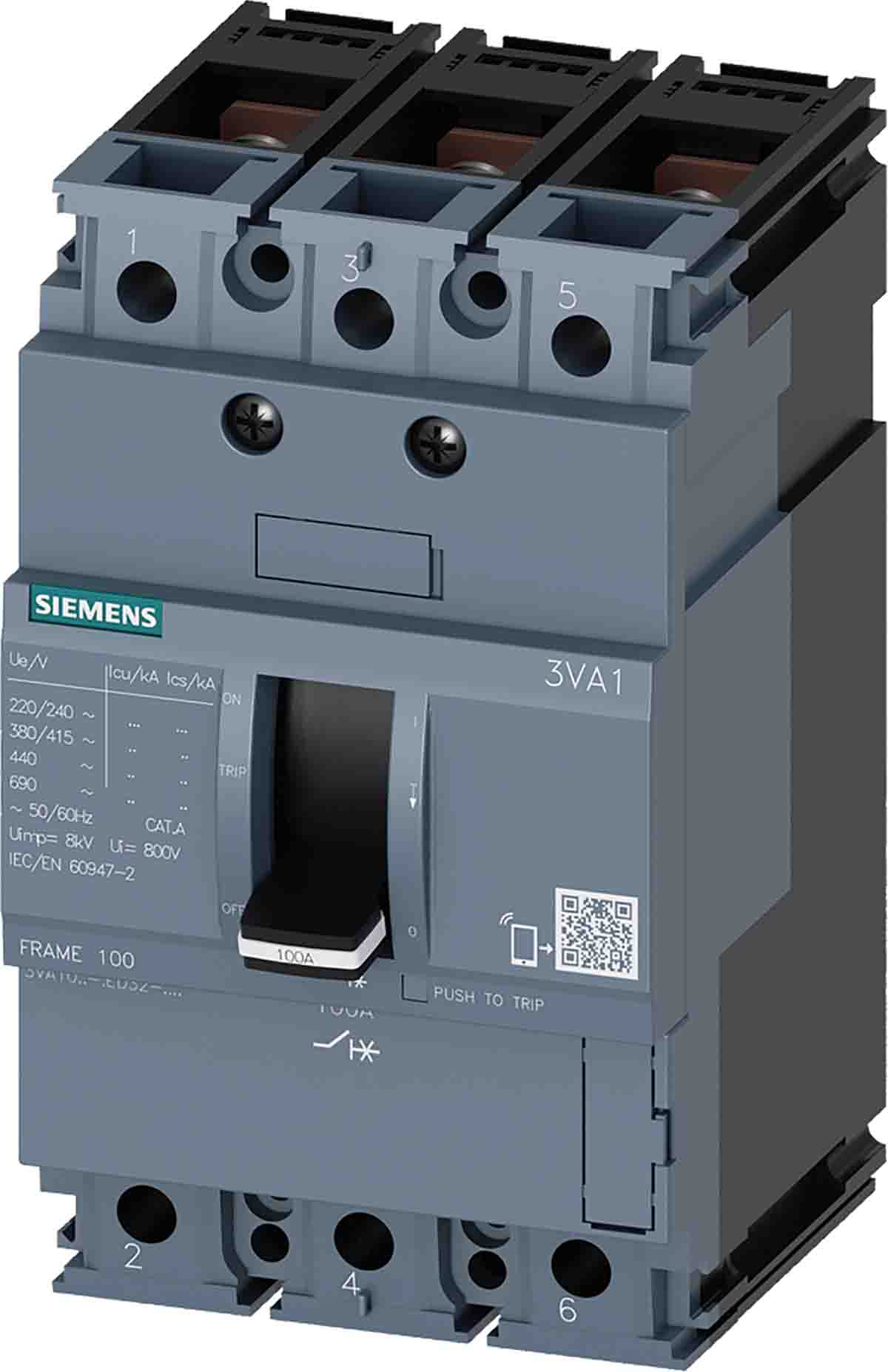 Siemens, SENTRON MCCB 3P 63A, Breaking Capacity 25 kA