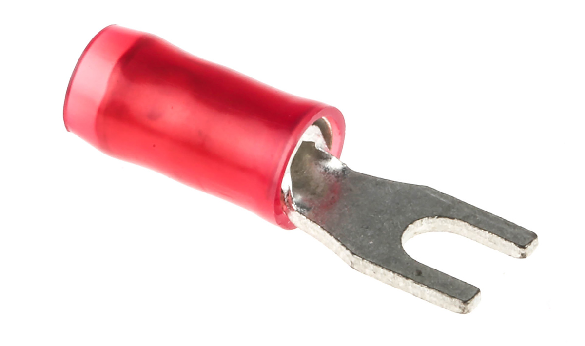 TE Connectivity PIDG Insulated Crimp Spade Connector, 0.3mm² to 1.4mm², 22AWG to 16AWG, M2.5 Stud Size Nylon, Red