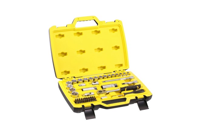 Stanley 49-Piece Metric 3/8 Standard Socket Set with Ratchet, 6 point
