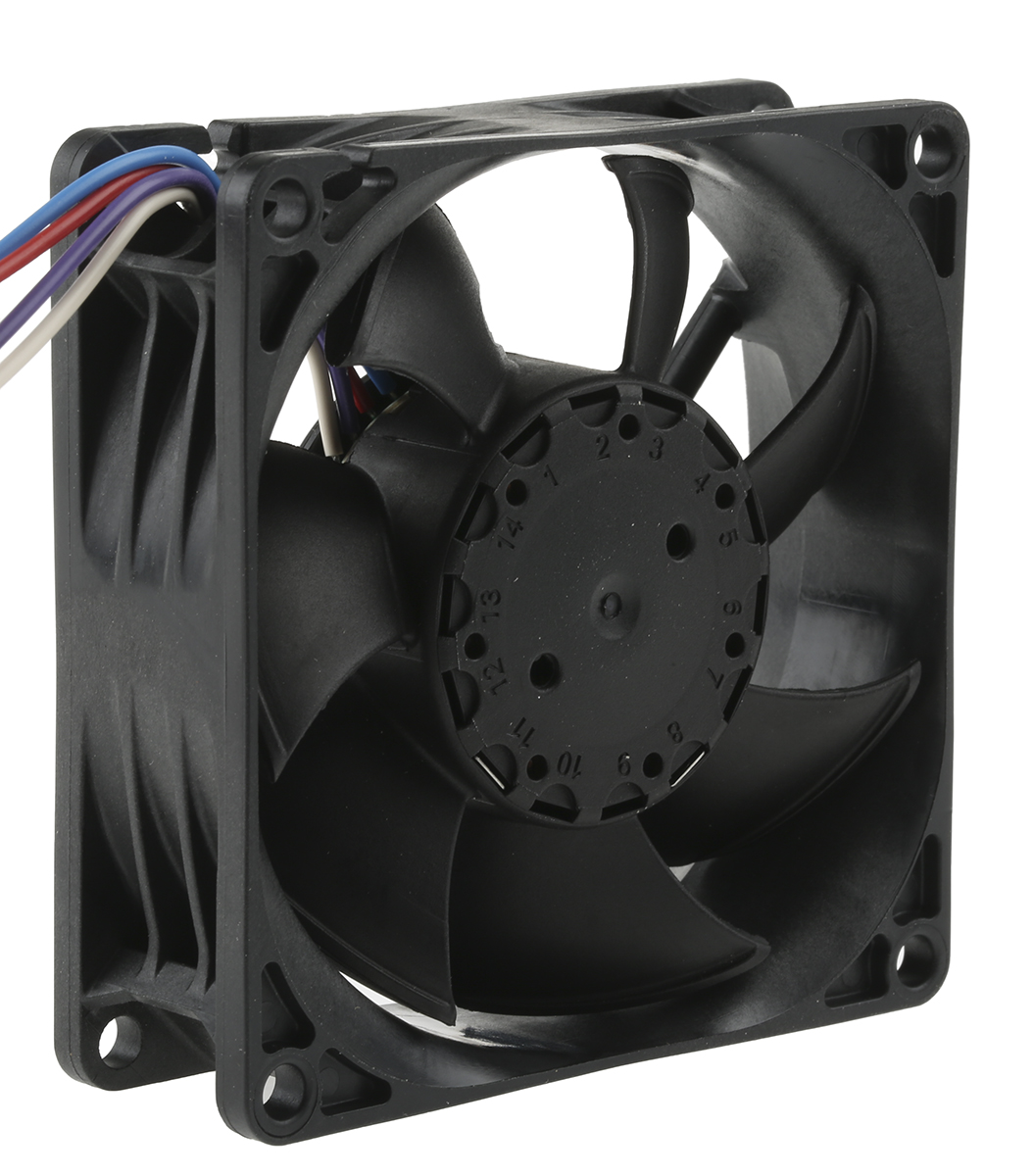 ebm-papst 8450 Series Axial Fan, 12 V dc, DC Operation, 82m³/h, 3.6W, 80 x 80 x 25mm