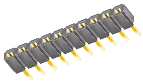 Samtec SLW Series Straight Through Hole Mount PCB Socket, 10-Contact, 1-Row, 2.54mm Pitch, Solder Termination