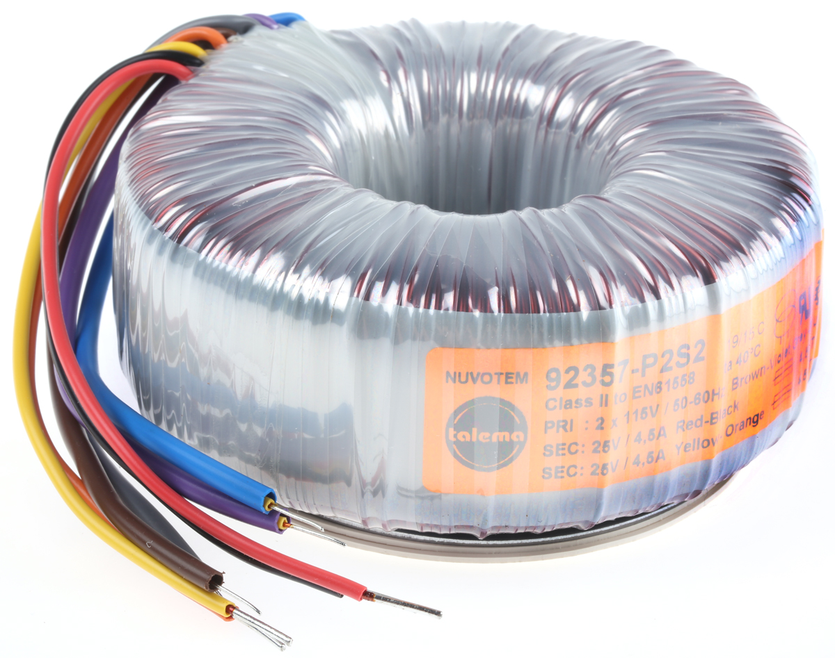 Nuvotem Talema 115 V ac, 230 V ac, 2 x 25V ac Toroidal Transformer, 225VA 2 Output