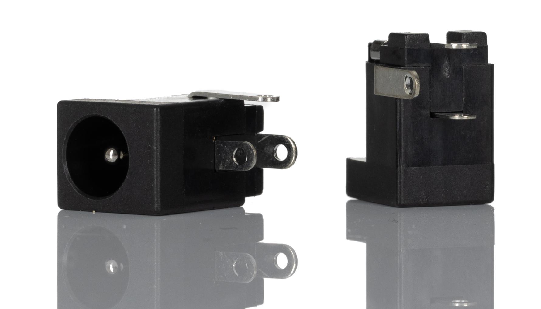 RS PRO Right Angle DC Socket Rated At 1A, 12.0 V, PCB Mount, length 14.5mm, Nickel