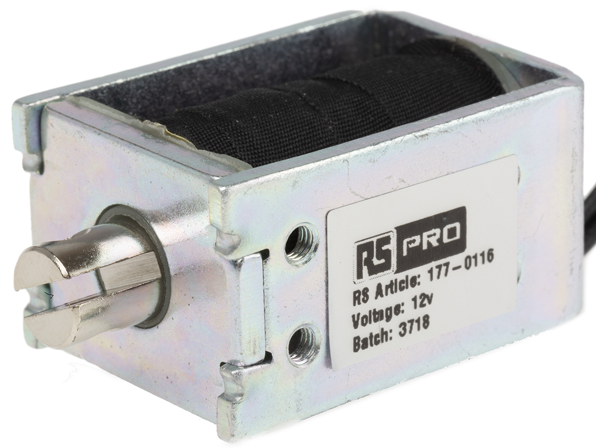 RS PRO Linear Solenoid, 12 V dc, 37 x 20.3 x 26 mm