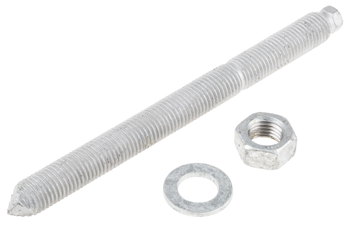 RS PRO Carbon Steel Anchor Bolt M16 x 190mm, 18mm Fixing Hole