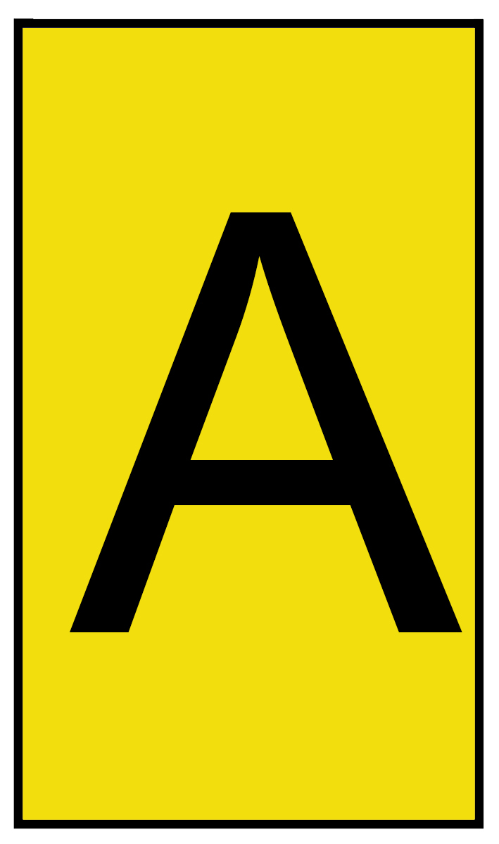 HellermannTyton Ovalgrip Slide On Cable Markers, Black on Yellow, Pre-printed "A", 1.7 → 3.7mm Cable, 901-10145