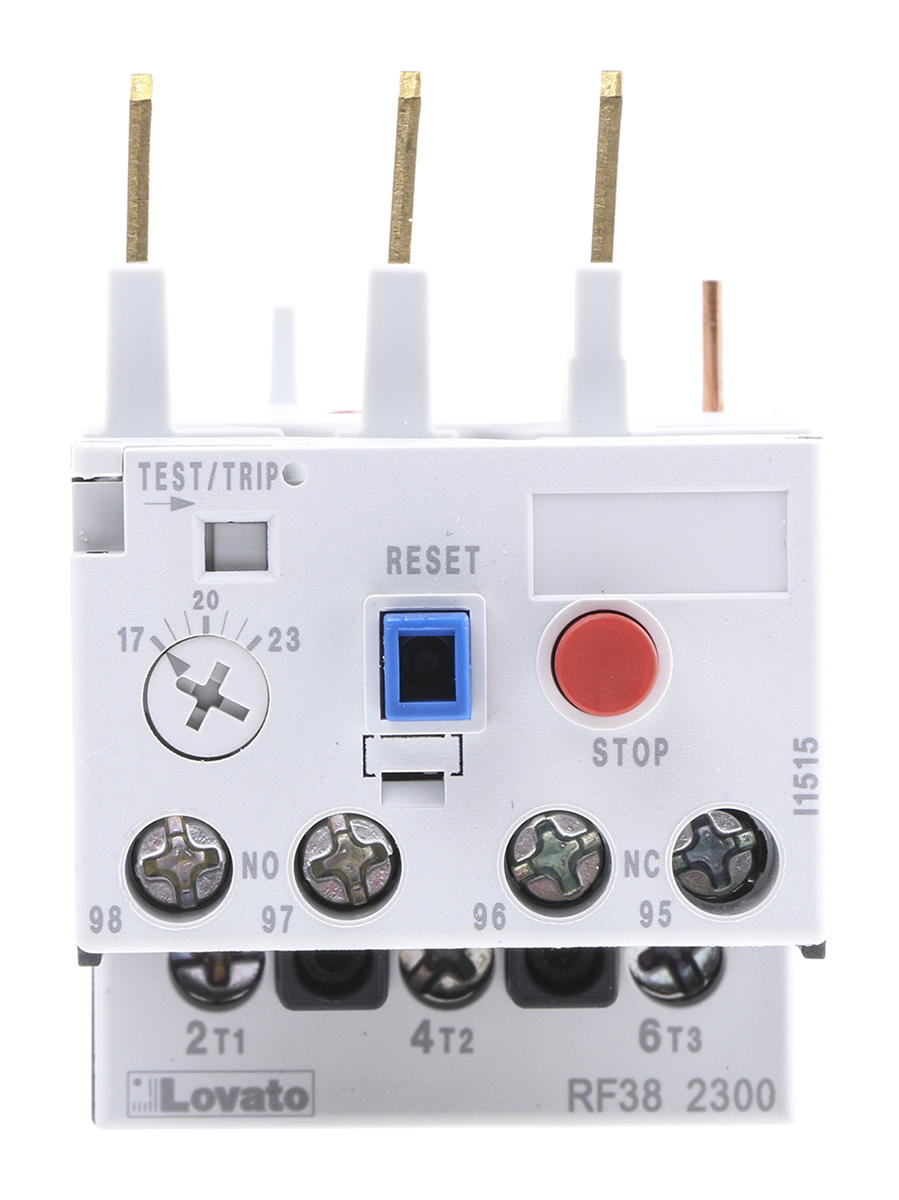 Lovato RF38 Thermal Overload Relay, 17 → 23 A F.L.C, 38 A Contact Rating, 0.7 → 2.4 W, 690 Vac, 3P