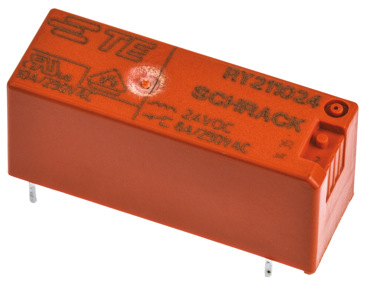 TE Connectivity PCB Mount Power Relay, 24V dc Coil, 8A Switching Current, SPDT