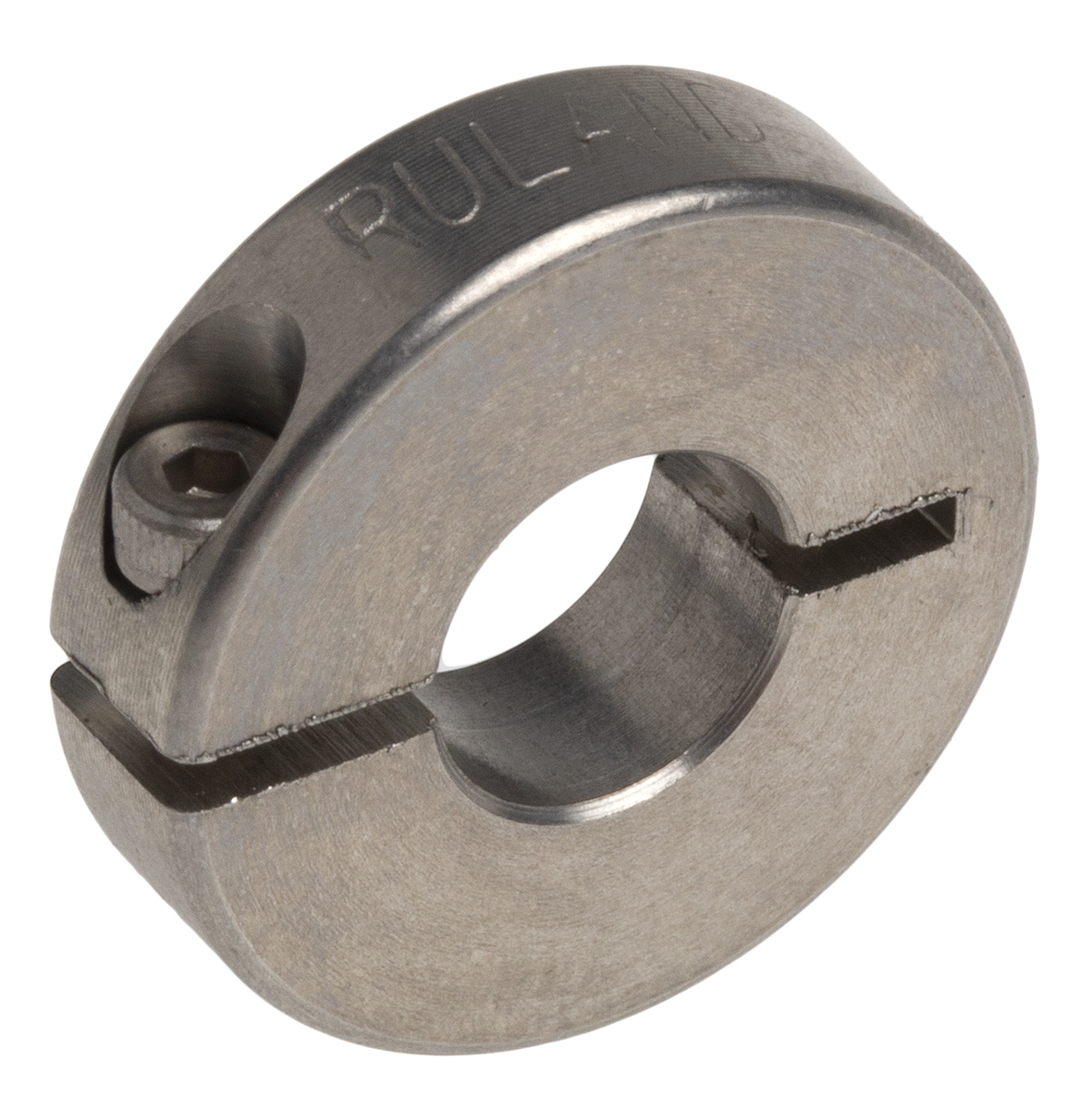 Ruland Shaft Collar, One Piece, Clamp Screw, Bore 8mm, OD 20mm, W 5.5mm, Stainless Steel