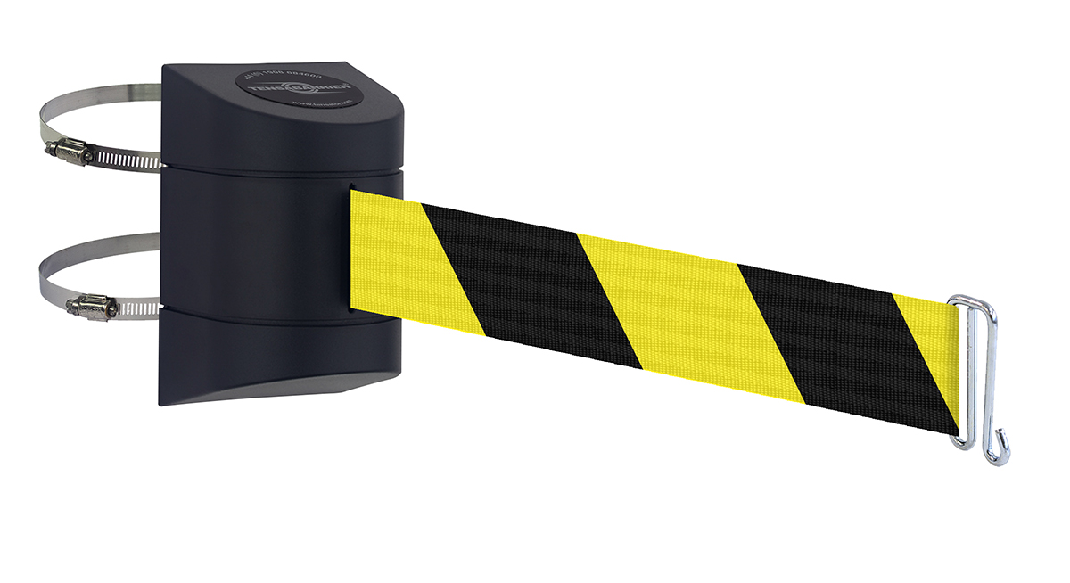 Tensator Black Plastic Retractable Barrier, 4.6m, Yellow/Black Tape