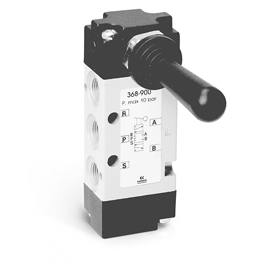 Camozzi Manual 5/3 Way CC Pneumatic Manual Control Valve 3 Series, G 1/8, G 1/8, 368-900