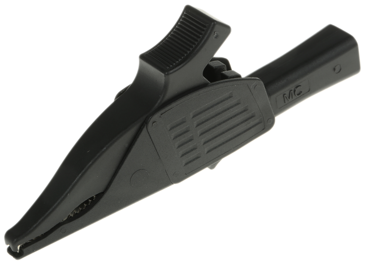 Staubli Crocodile Clip 4 mm Connection, Brass Contact, 19A, Black